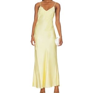 Avoco Lace Detail Slip Midi Dress - Soft Yellow
